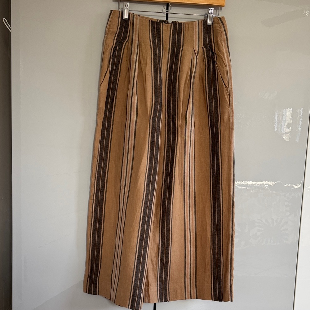 Banana Republic Striped Wide-Leg Pants in Tan and Brown
